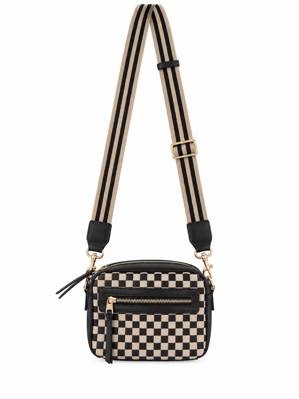 Universal ThreadCheckerboard Crossbody Bag Adjustable Strap - Black & Beige NWOT